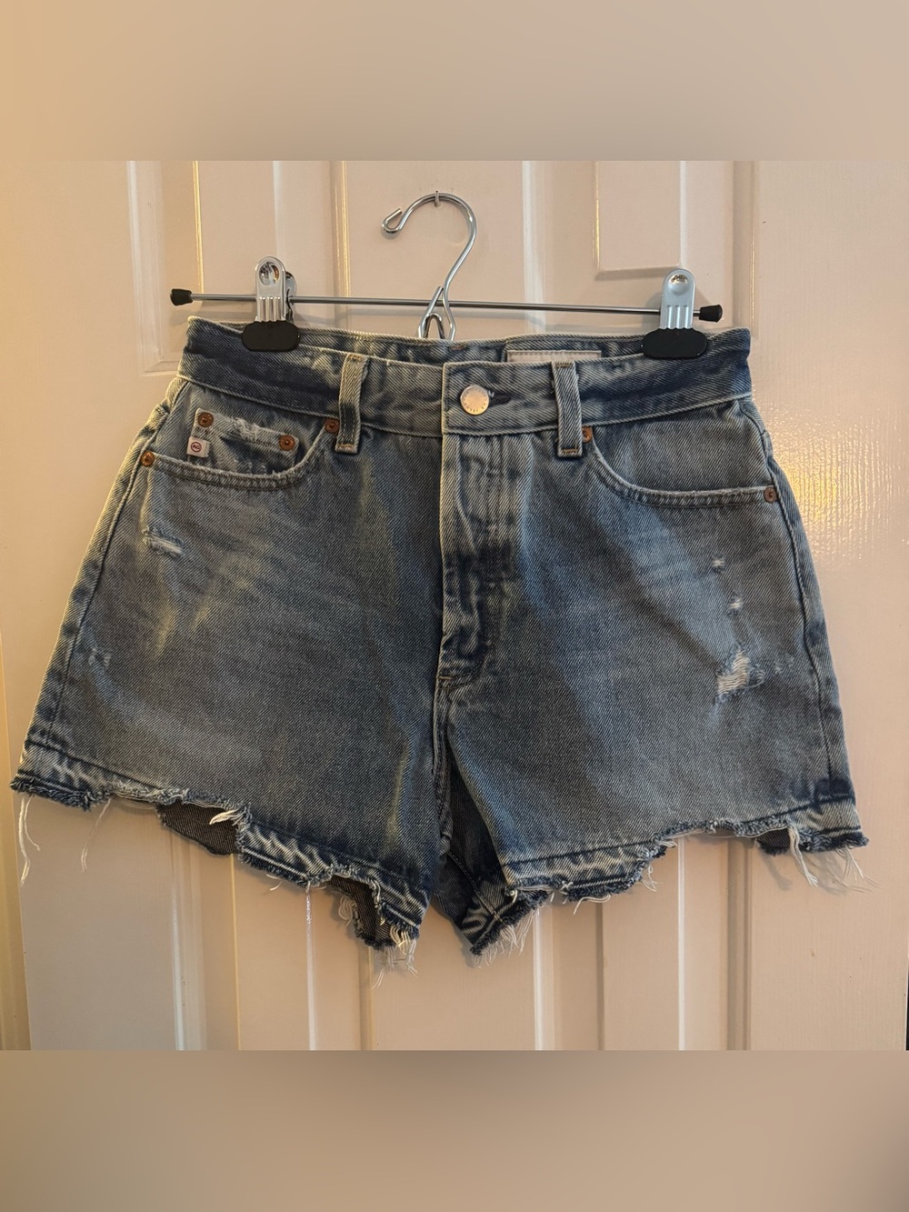 AG Adriano Goldschmied Alexis High Rise Wedgie Jean Shorts Sz 27